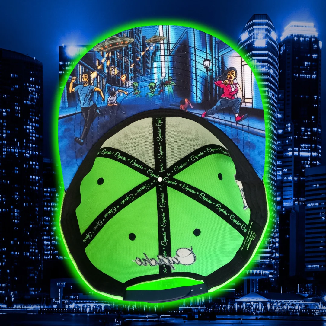 Alien Attack Snapback - Neon Green/Dark Blue - Image 4