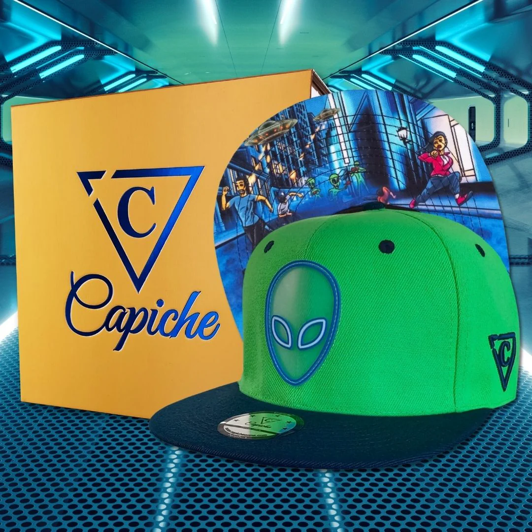Alien Attack Snapback - Neon Green/Dark Blue - Image 5