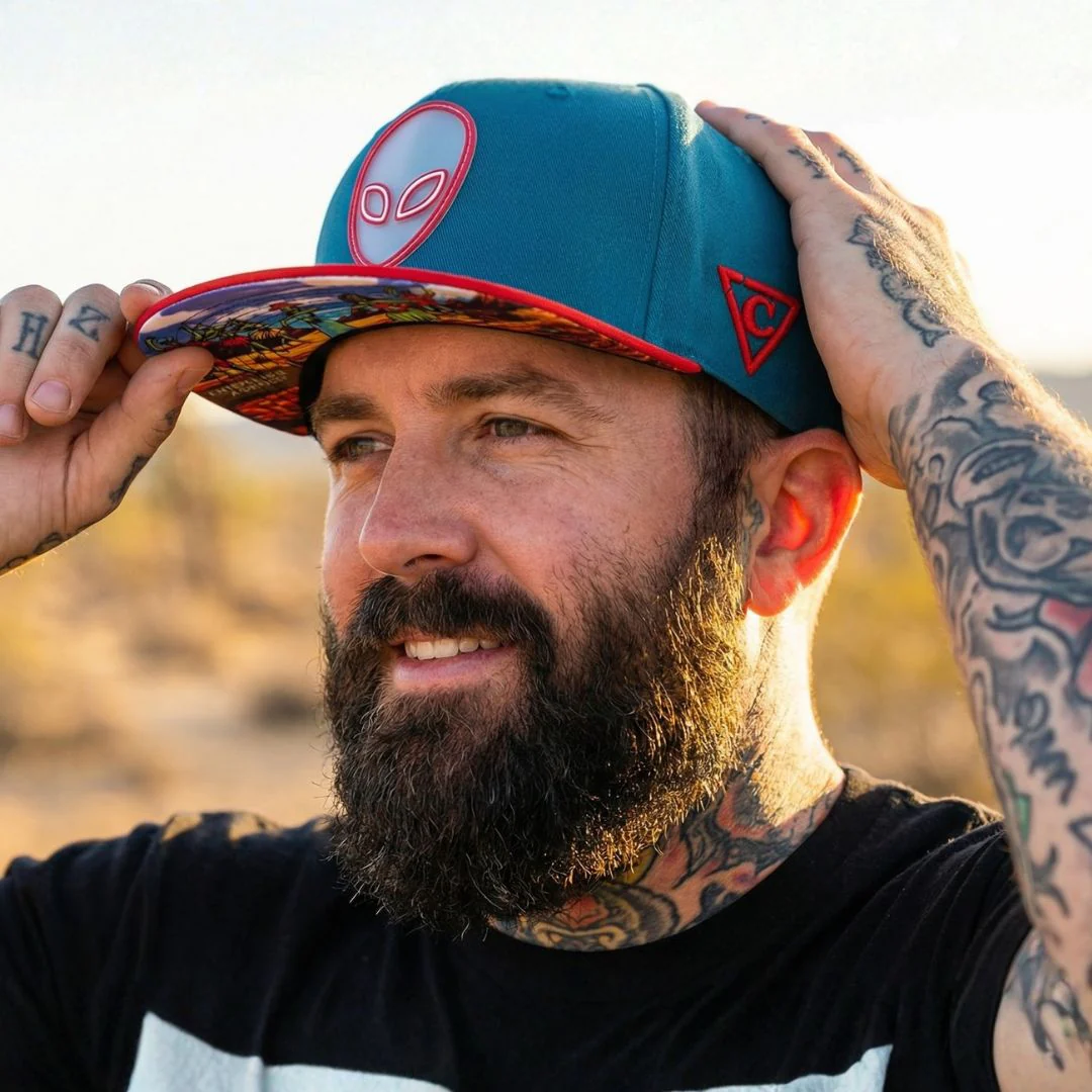 Alien Party Snapback - Blue/Red & Clear Rubber Logo - Image 6