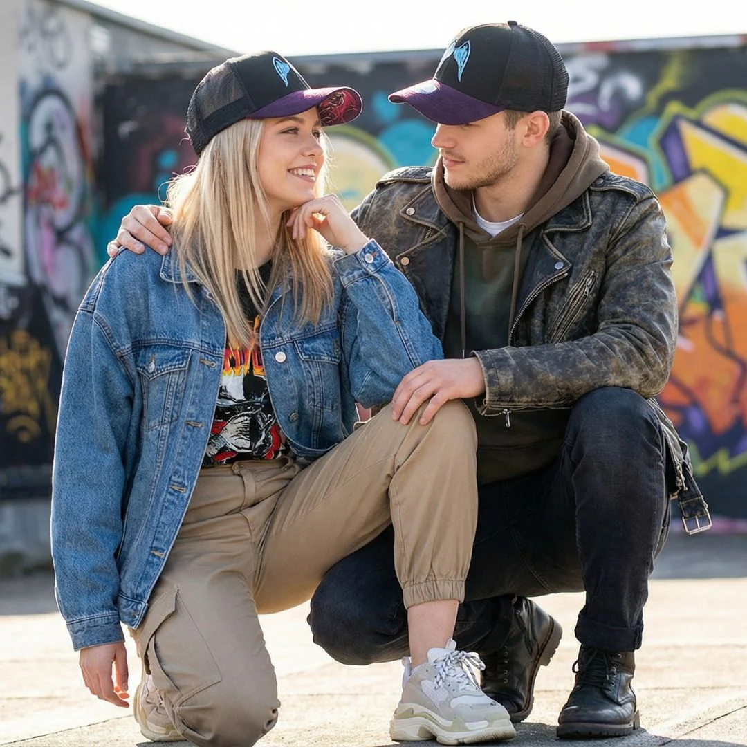 Angels of Death Trucker Cap - Black/Purple Suede - Image 3