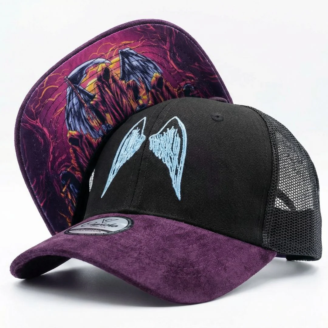 Angels of Death Trucker Cap - Black/Purple Suede - Image 5
