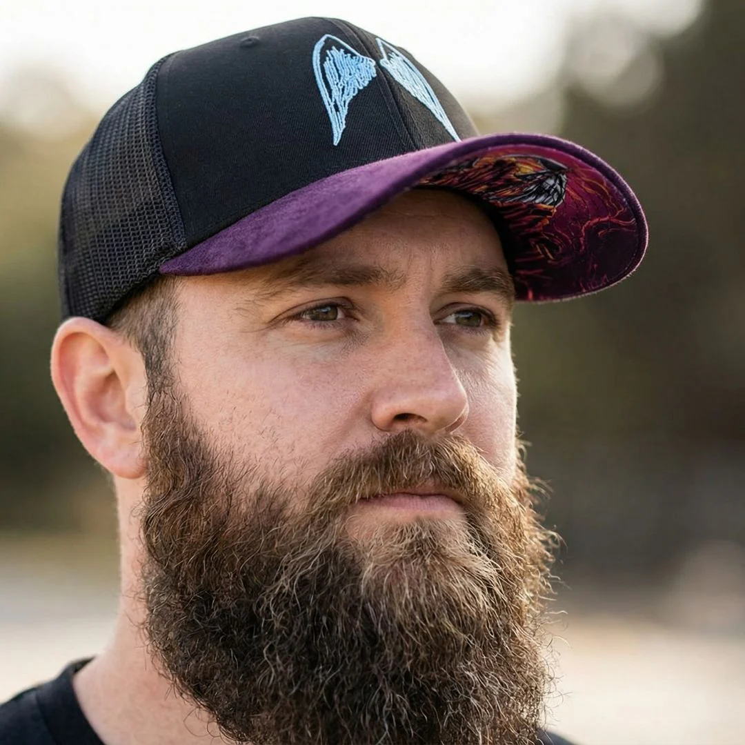 Angels of Death Trucker Cap - Black/Purple Suede - Image 6