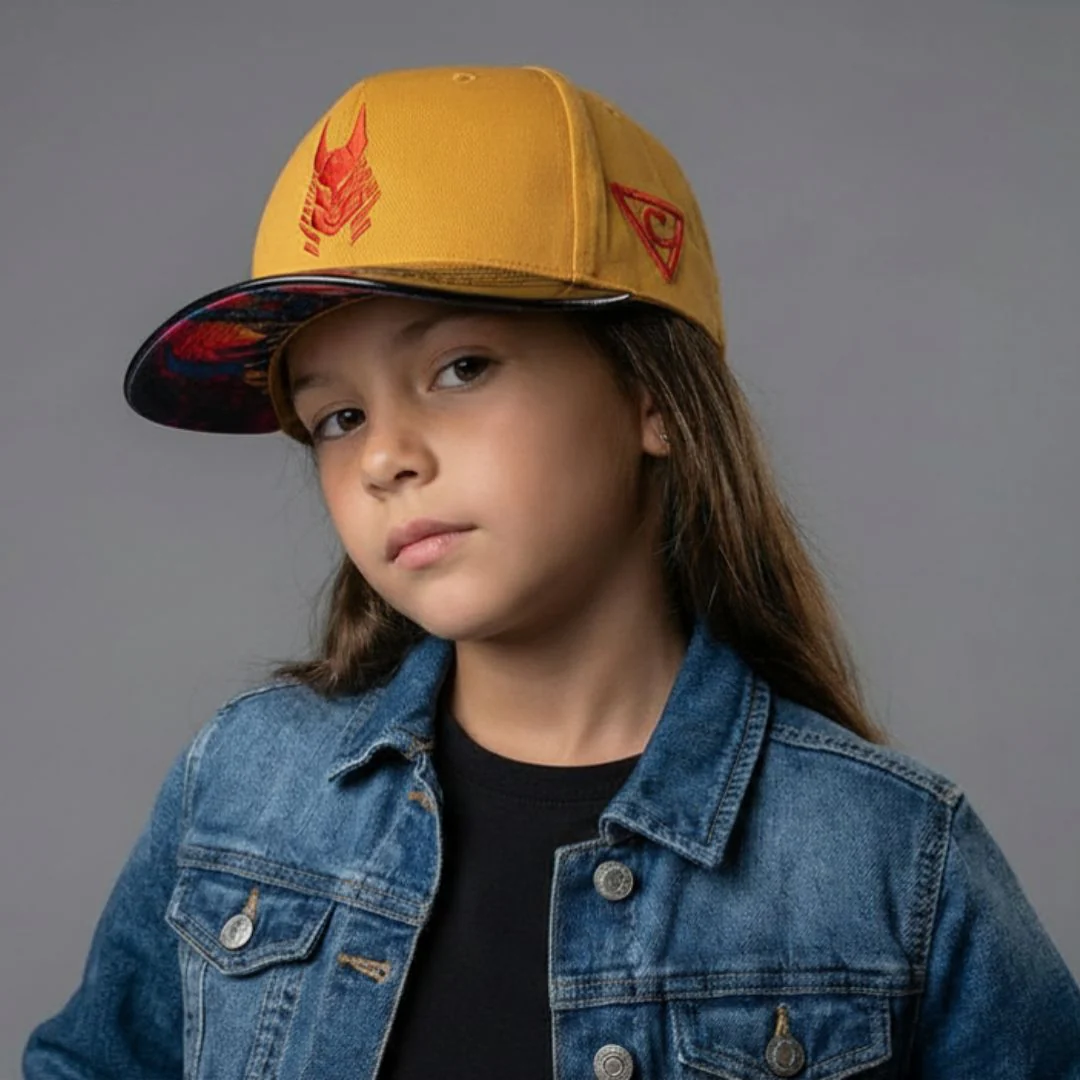 Anubis Curved Cap Child Size - Yellow/Metallic Black - Image 2