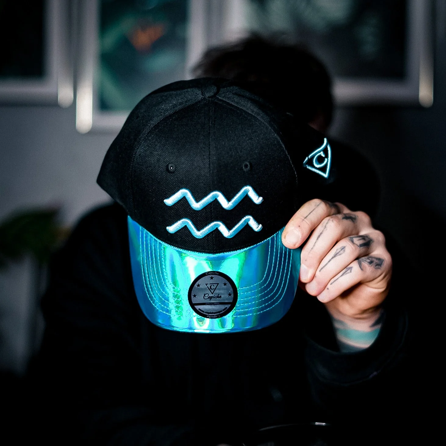 Aquarius Curved Cap - Black/Blue Metallic - Image 2