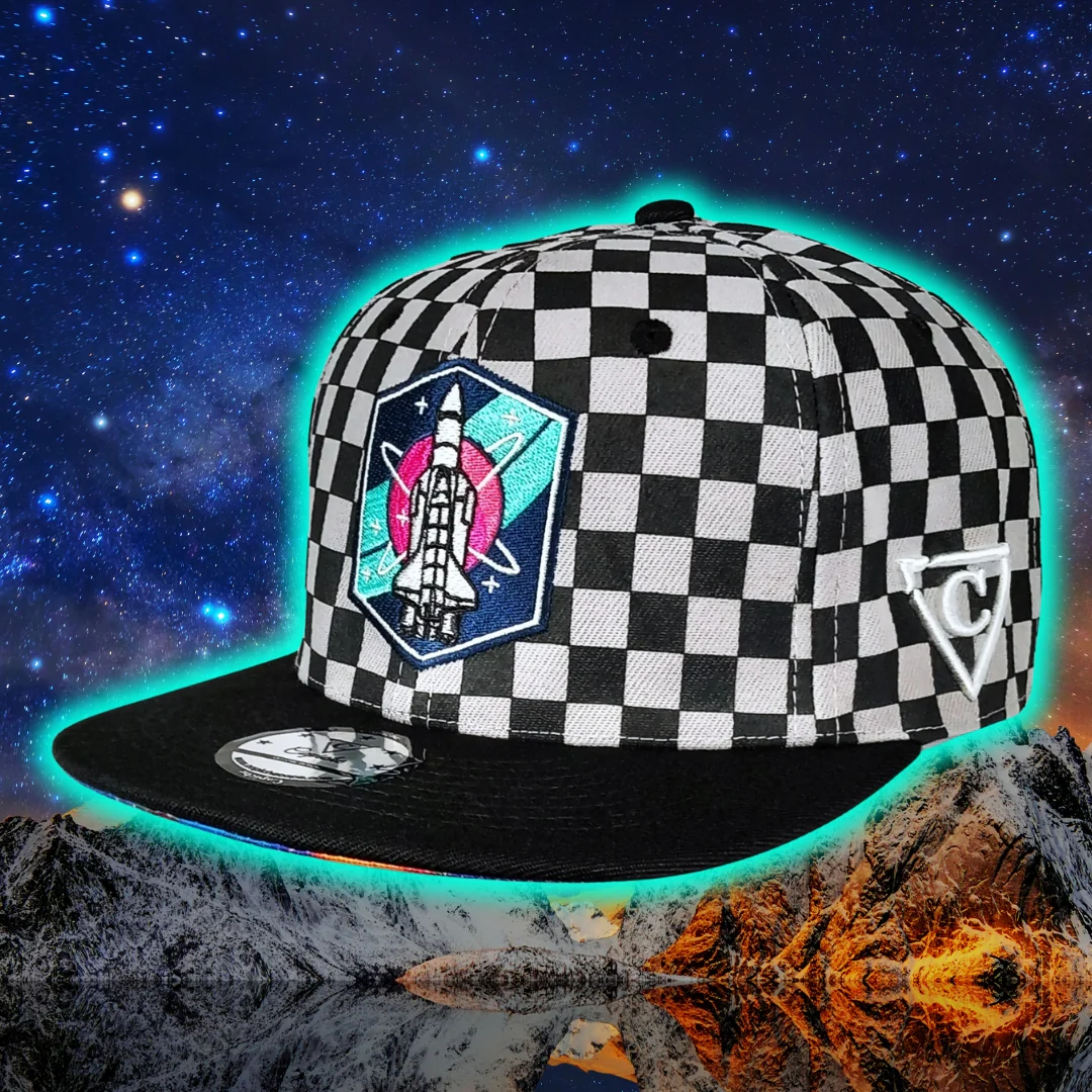 Astronaut in Space Snapback -  Checkered Pattern Black/Grey - Image 11