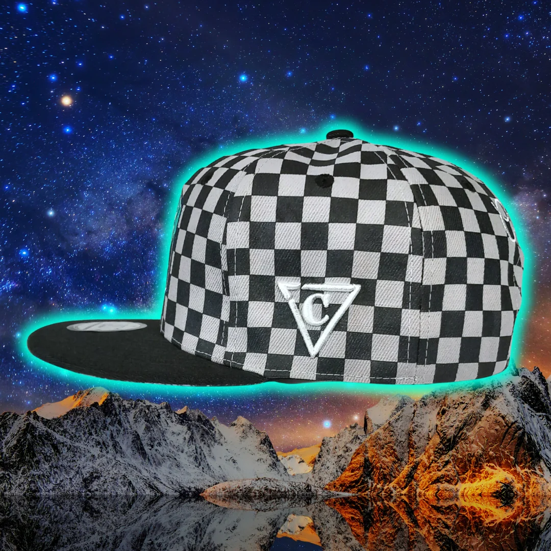 Astronaut in Space Snapback -  Checkered Pattern Black/Grey - Image 12