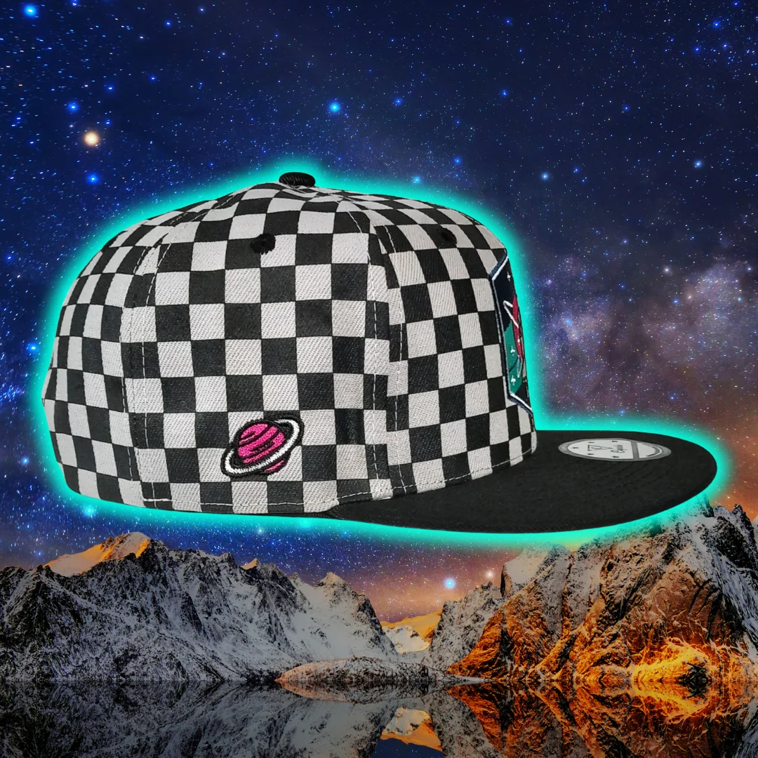 Astronaut in Space Snapback -  Checkered Pattern Black/Grey - Image 13