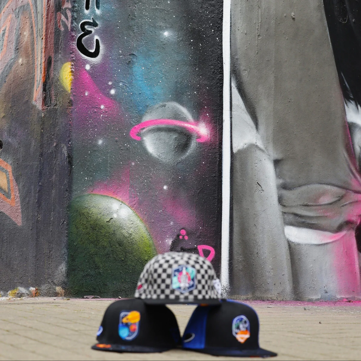 Astronaut in Space Snapback -  Checkered Pattern Black/Grey - Image 5