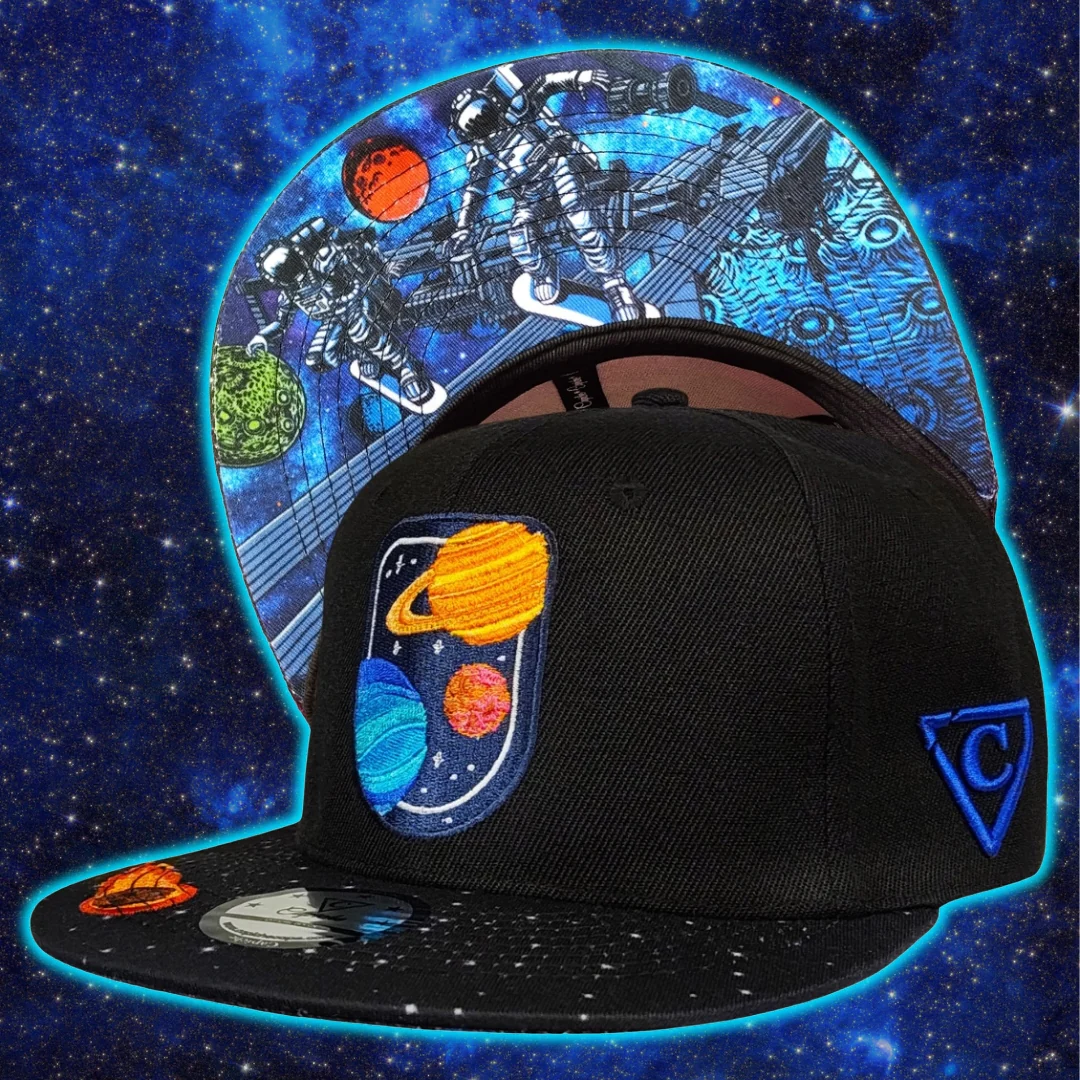 Astronaut Race Snapback - Black/Stars Pattern & Burning Meteorite - Image 13