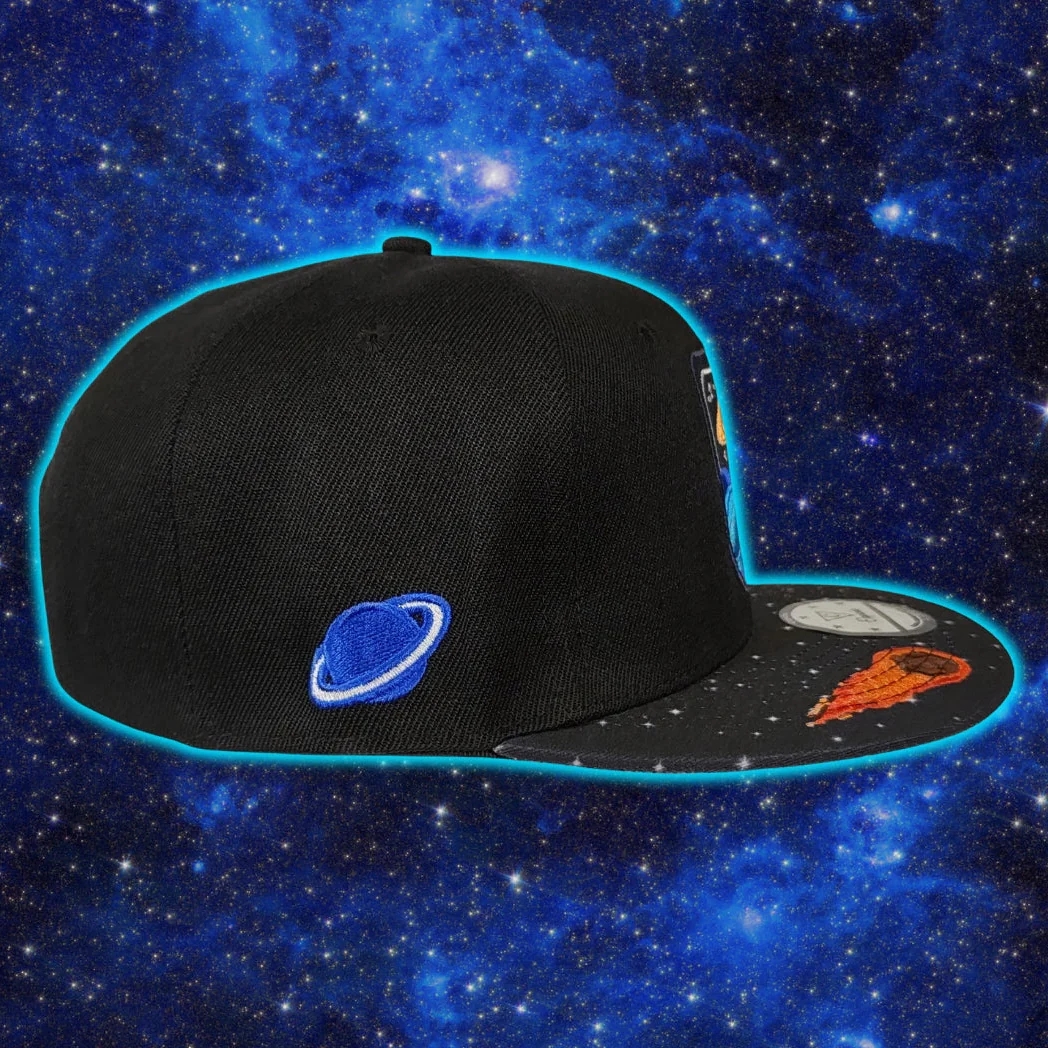Astronaut Race Snapback - Black/Stars Pattern & Burning Meteorite - Image 9