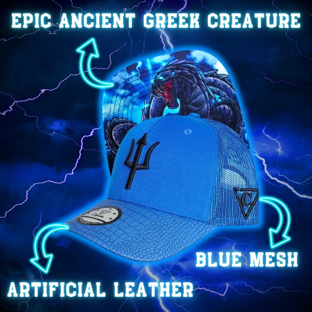 Basilisk Trucker Cap - Blue & Artificial Leather - Image 10