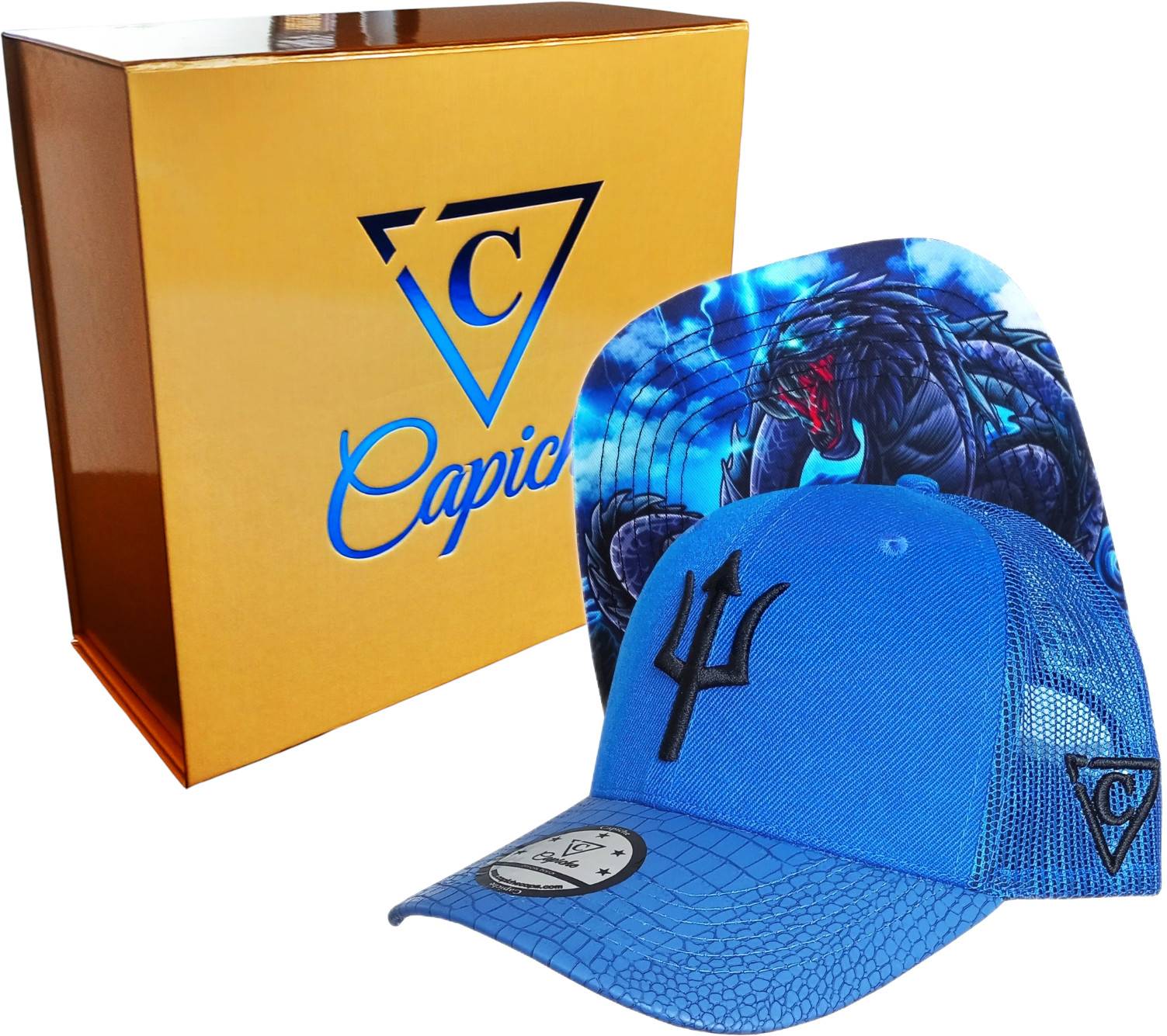 Basilisk Trucker Cap - Blue & Artificial Leather - Image 3