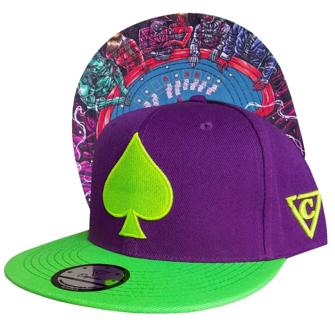 Black Jack Snapback - Purple/Neon Green