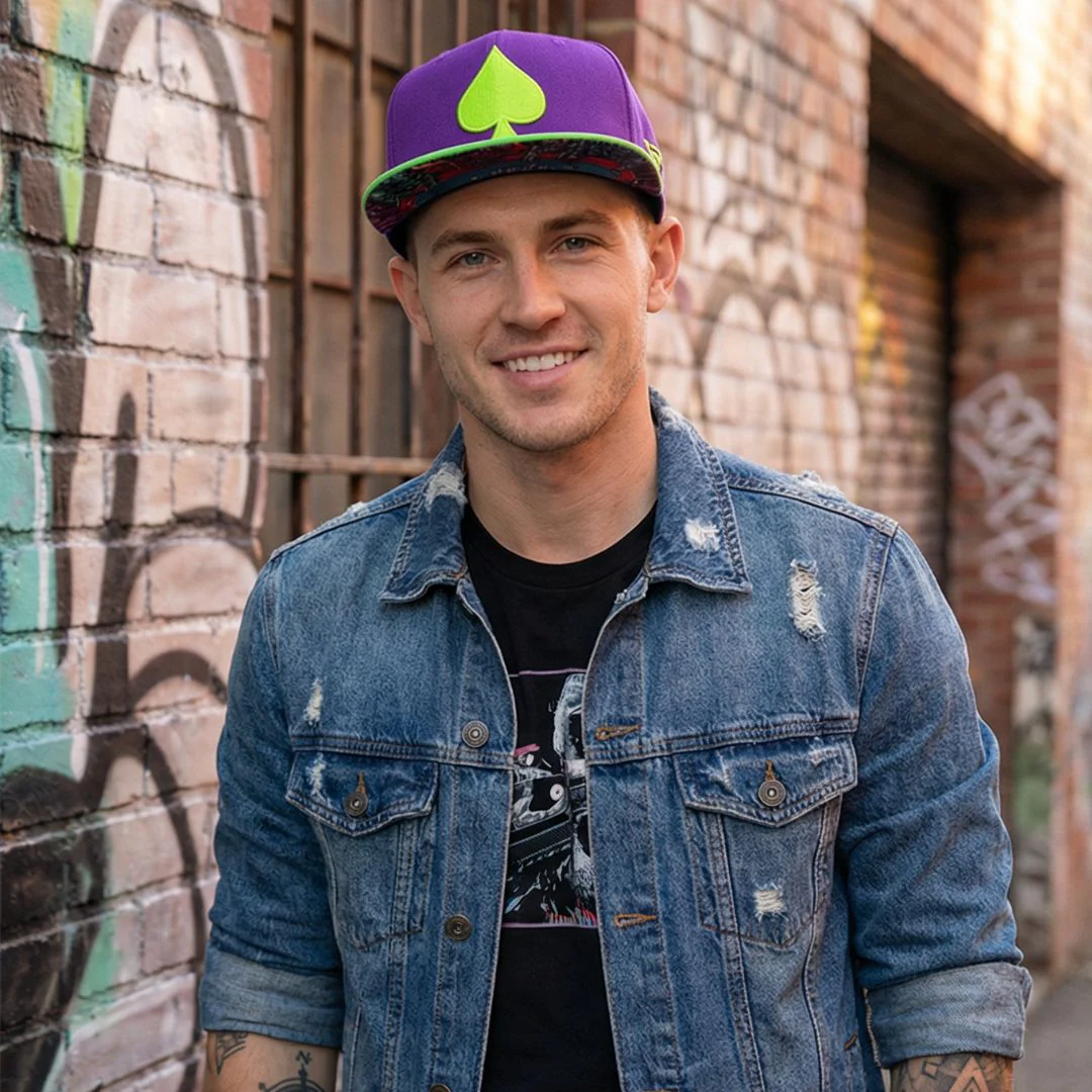 Black Jack Snapback - Purple/Neon Green - Image 4