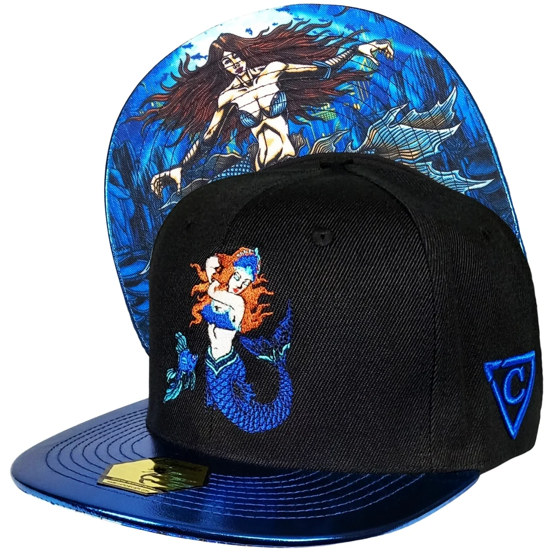 Blue Mermaid Snapback - Black/Blue Crackling Metallic