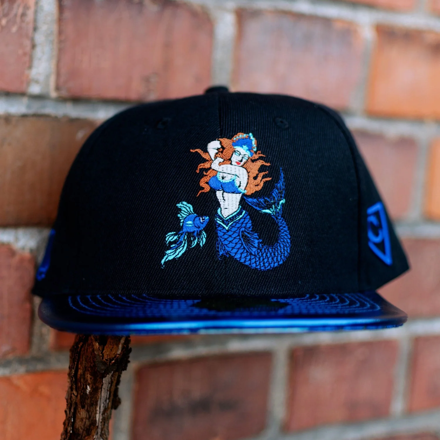 Blue Mermaid Snapback - Black/Blue Crackling Metallic - Image 7