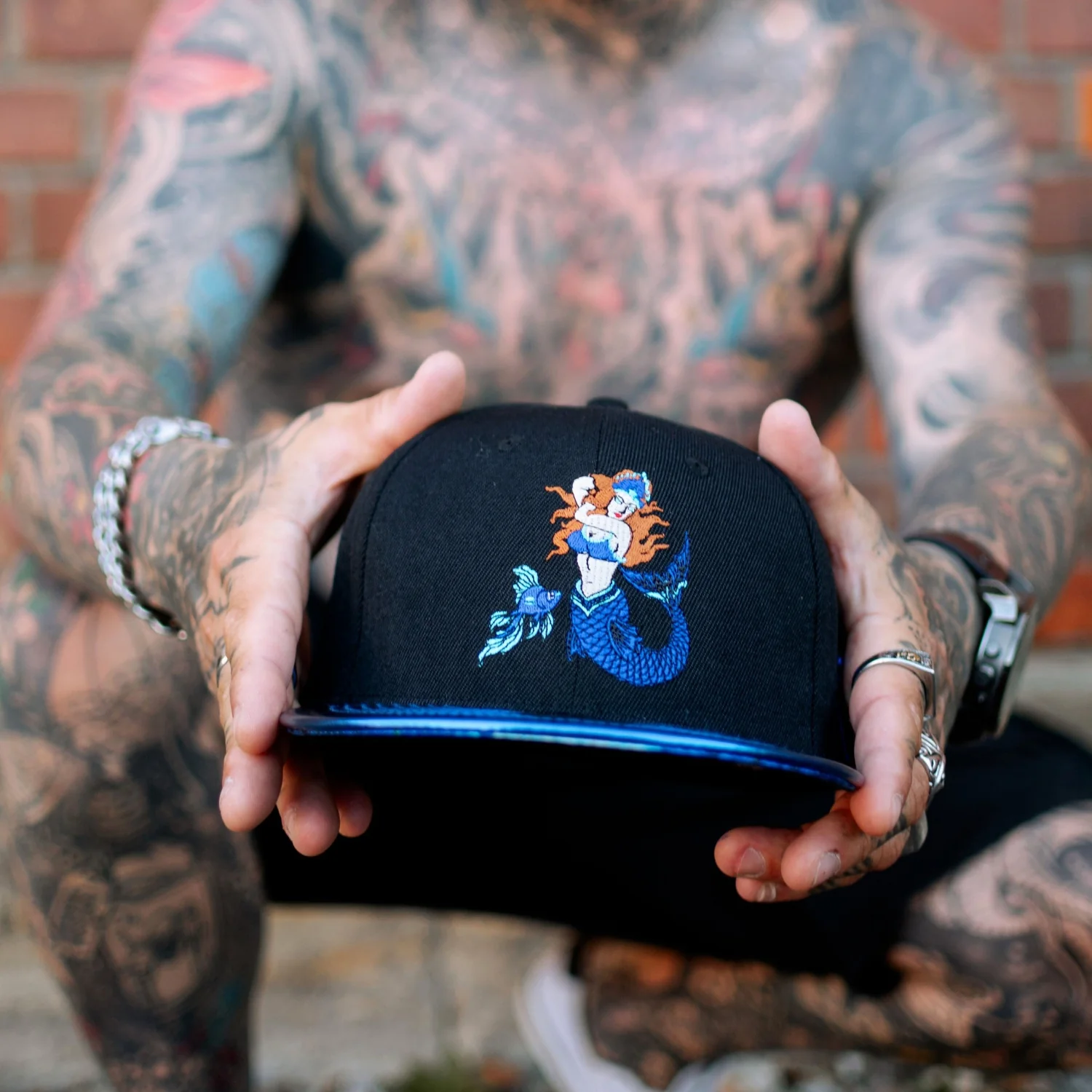 Blue Mermaid Snapback - Black/Blue Crackling Metallic - Image 8