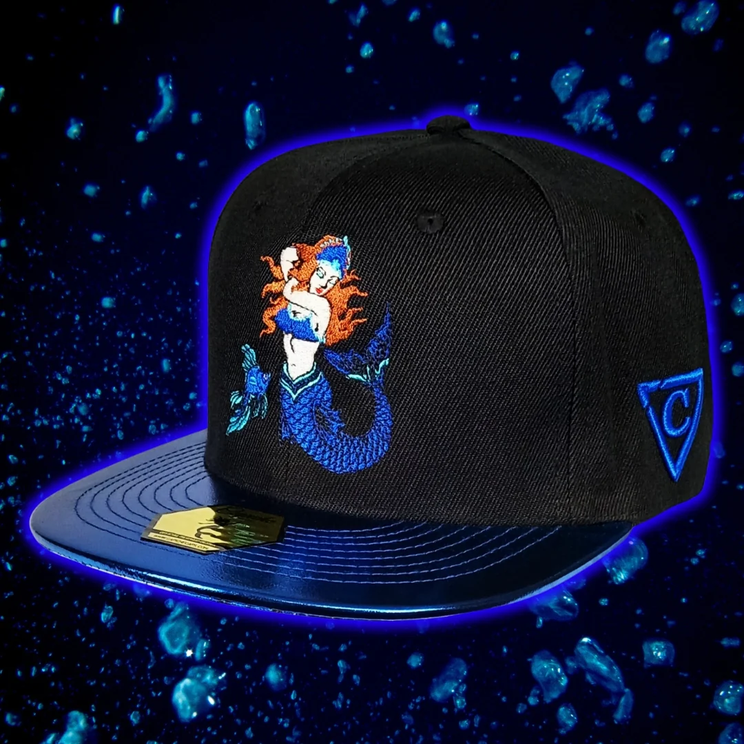 Blue Mermaid Snapback - Black/Blue Crackling Metallic - Image 9