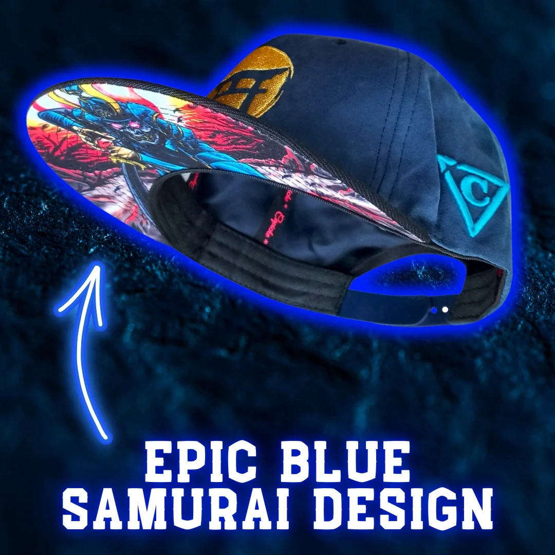 Blue Samurai Snapback - Suede/Golden Thread - Image 5