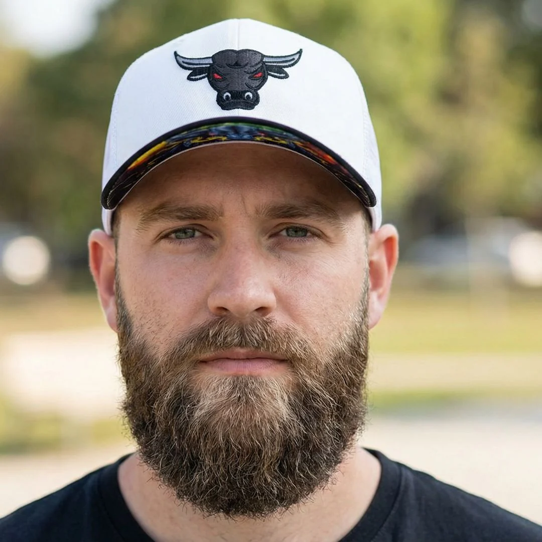 Bull Trucker Cap - White/Black - Image 2