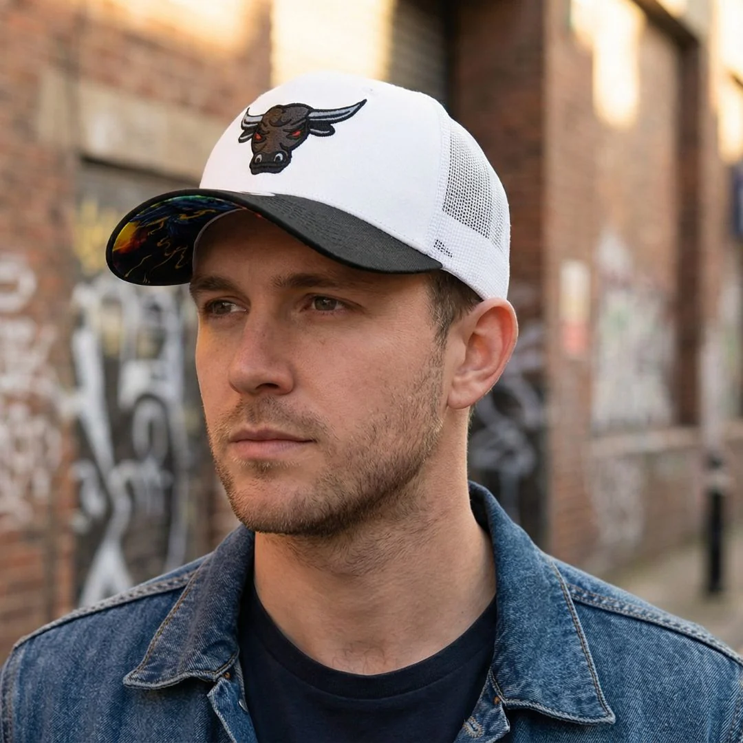 Bull Trucker Cap - White/Black - Image 3