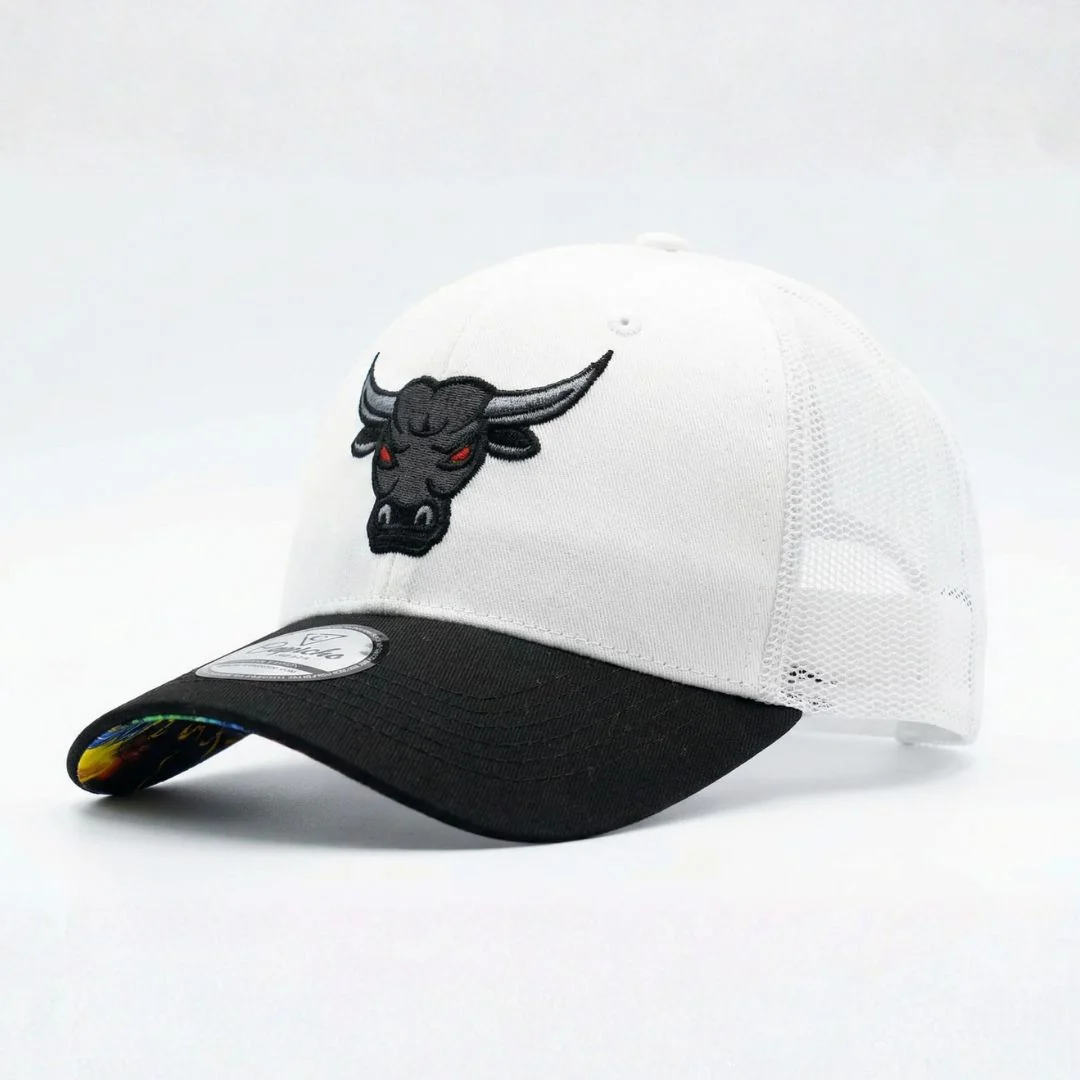 Bull Trucker Cap - White/Black - Image 4