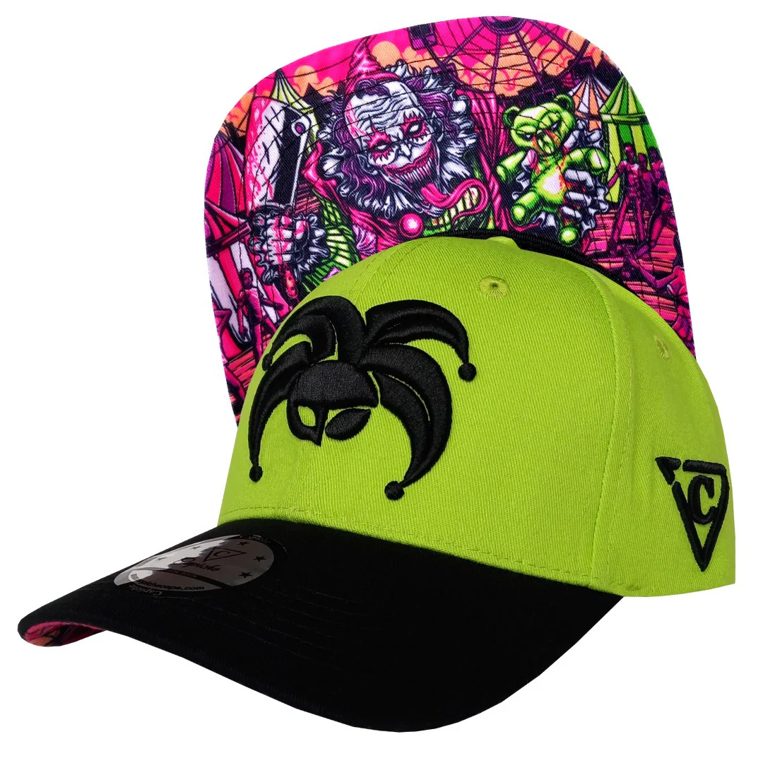 Carnival Clown Curved Baseball Cap - Neon Green