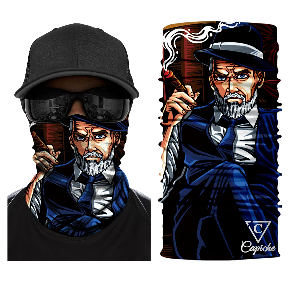 Cigar Biker Mask - Dark Blue/Brown