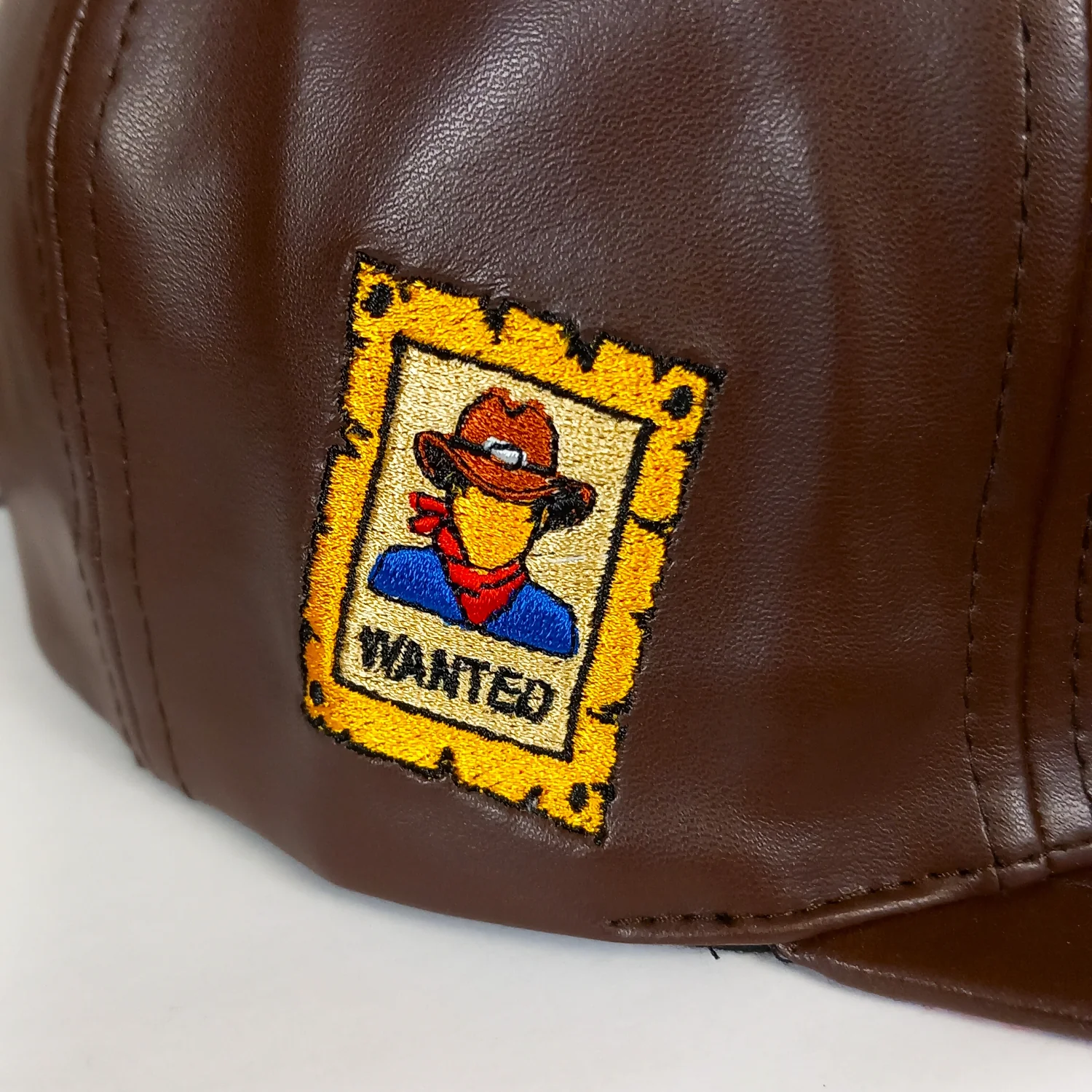 Cowboy Gang Snapback - Brown Faux Leather - Image 14