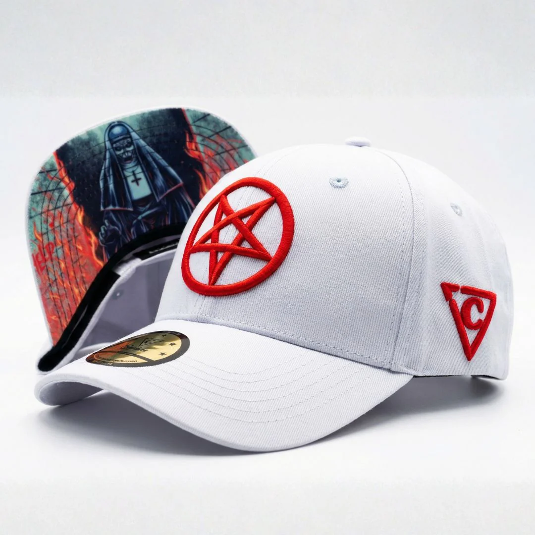 Cursed Nun Curved Baseball Cap - Light Grey - Image 6