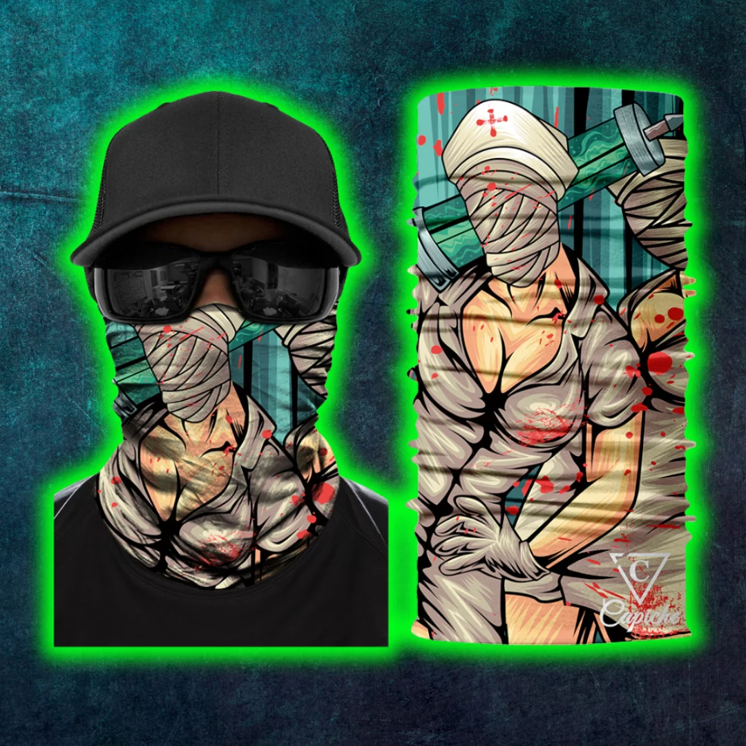 Cursed Nurse Biker Mask - Green/Grey - Image 9