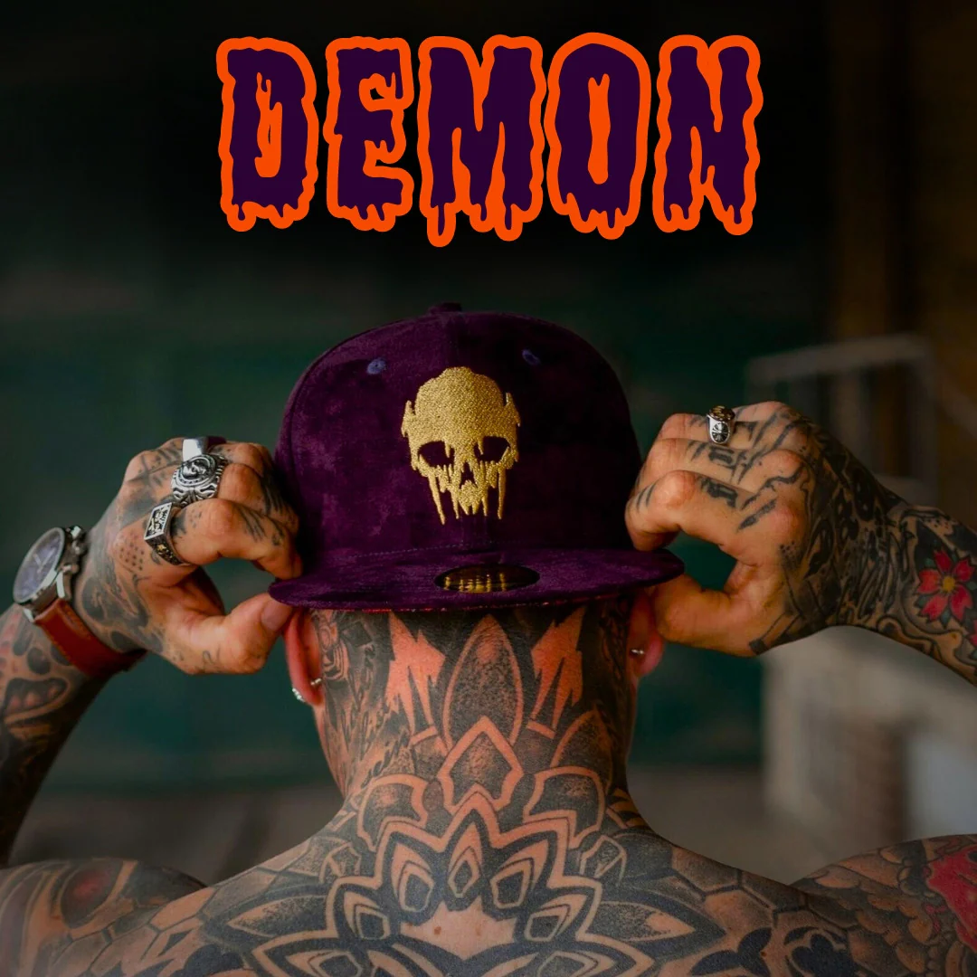 Demon Snapback - Purple Suede & Golden Thread - Image 11