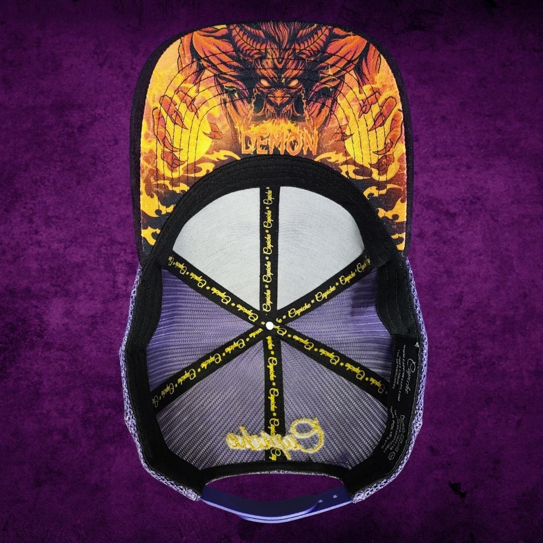 Demon Trucker Cap - Purple Suede & Golden Thread - Image 3