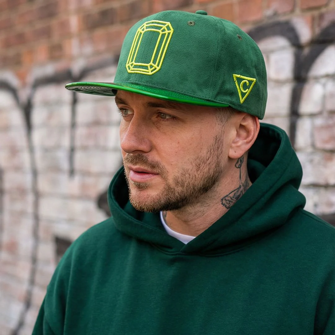 Emerald Suede Snapback - Green Holographic Brim - Image 2