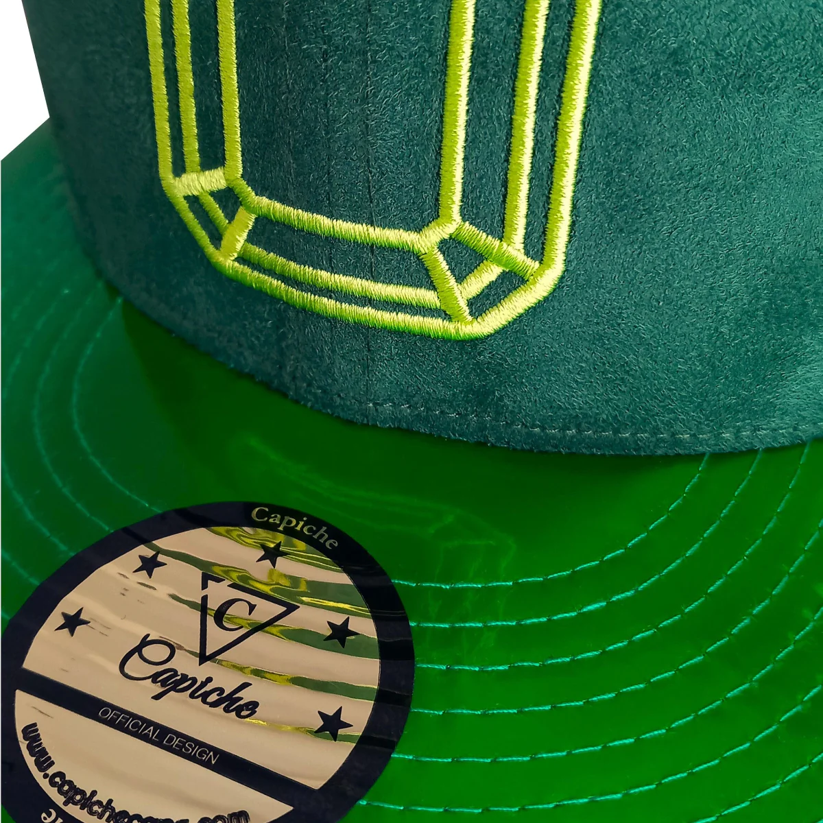 Emerald Suede Snapback - Green Holographic Brim - Image 3