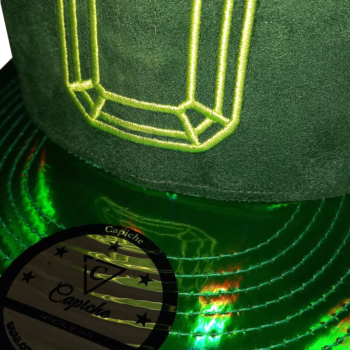 Emerald Suede Snapback - Green Holographic Brim - Image 4