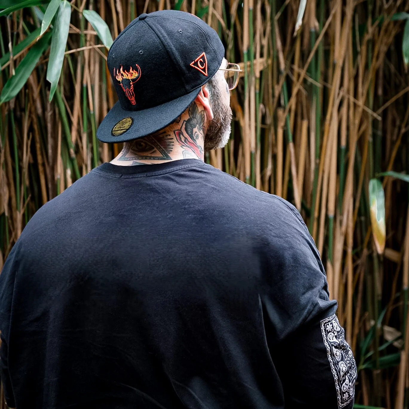 Fire Bull Snapback - Black Soft Felt Fabric - Image 11
