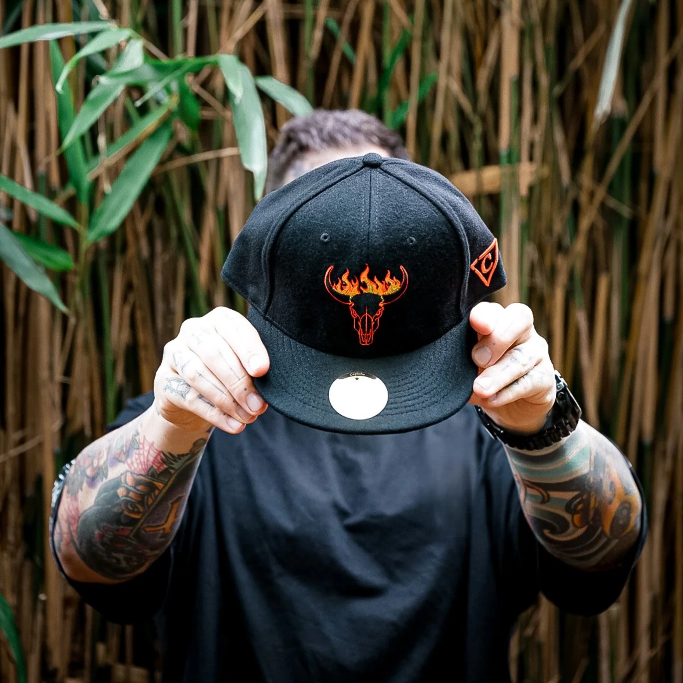 Fire Bull Snapback - Black Soft Felt Fabric - Image 16
