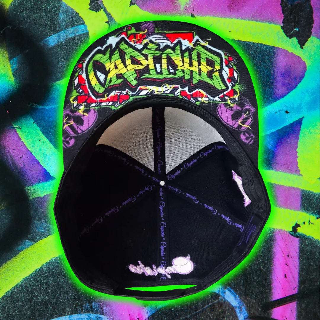 Freestyler Snapback - Black/Green Graffiti Spray - Image 13