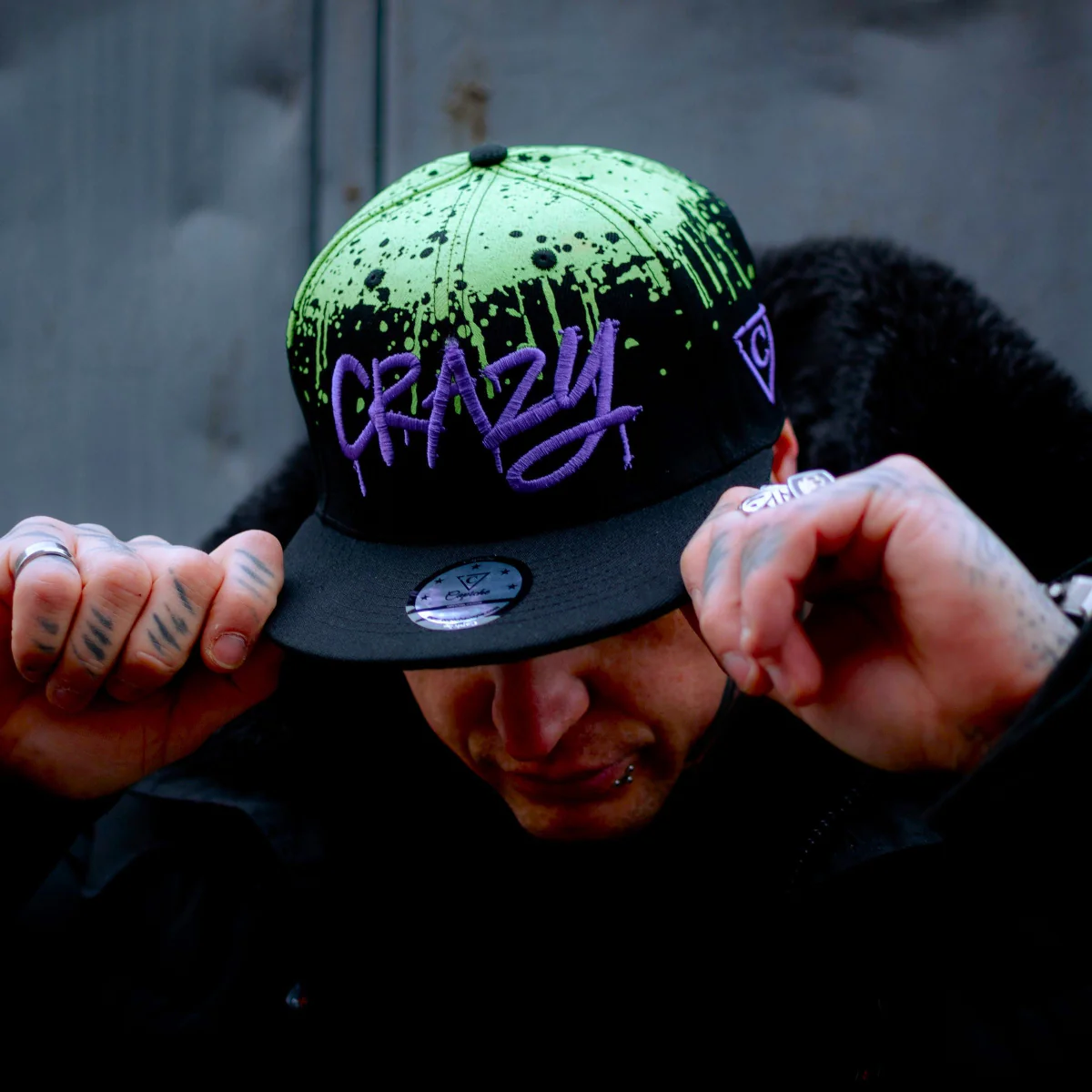 Freestyler Snapback - Black/Green Graffiti Spray - Image 7