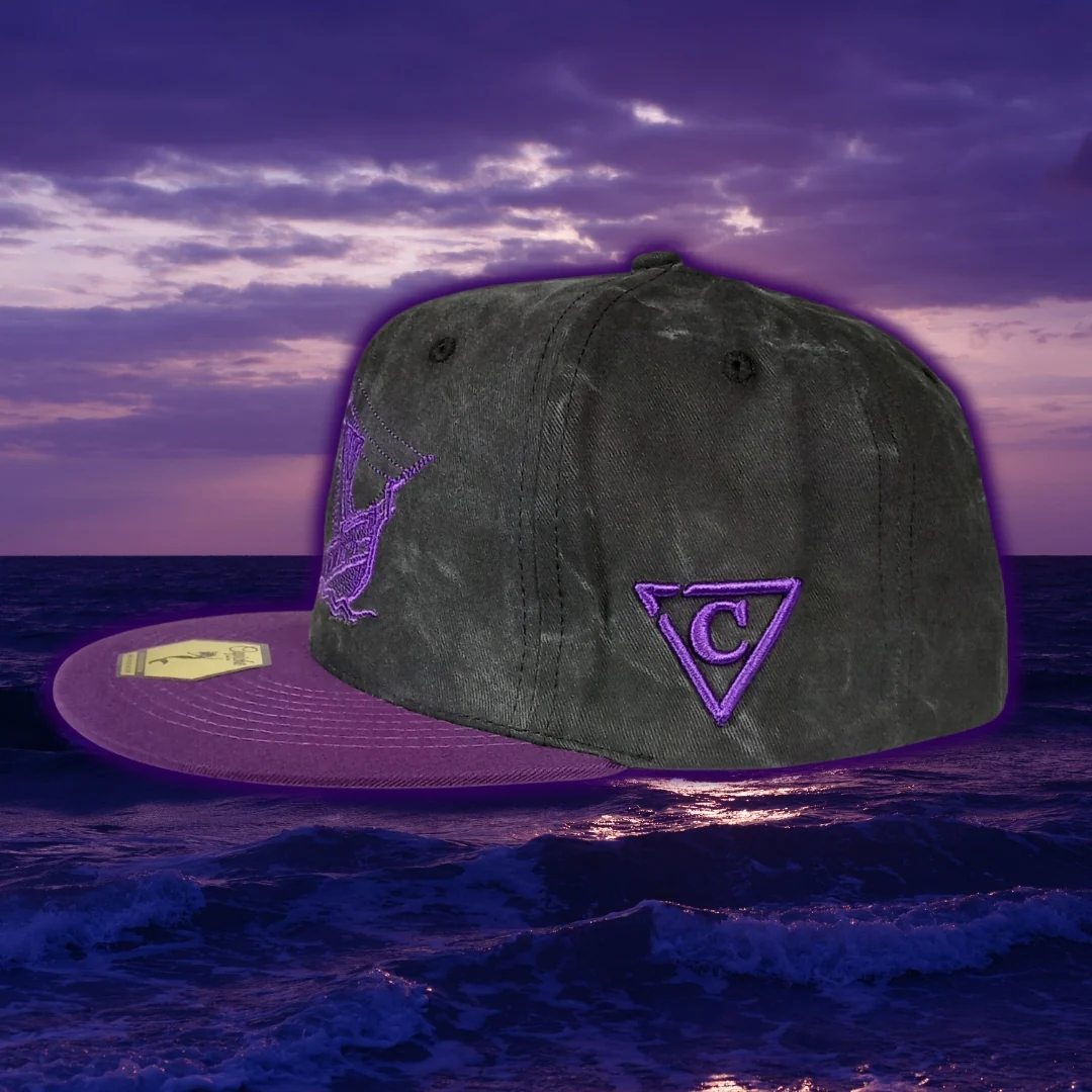 Full Moon Attack Snapback - Washed Dark Grey/Purple - Image 15