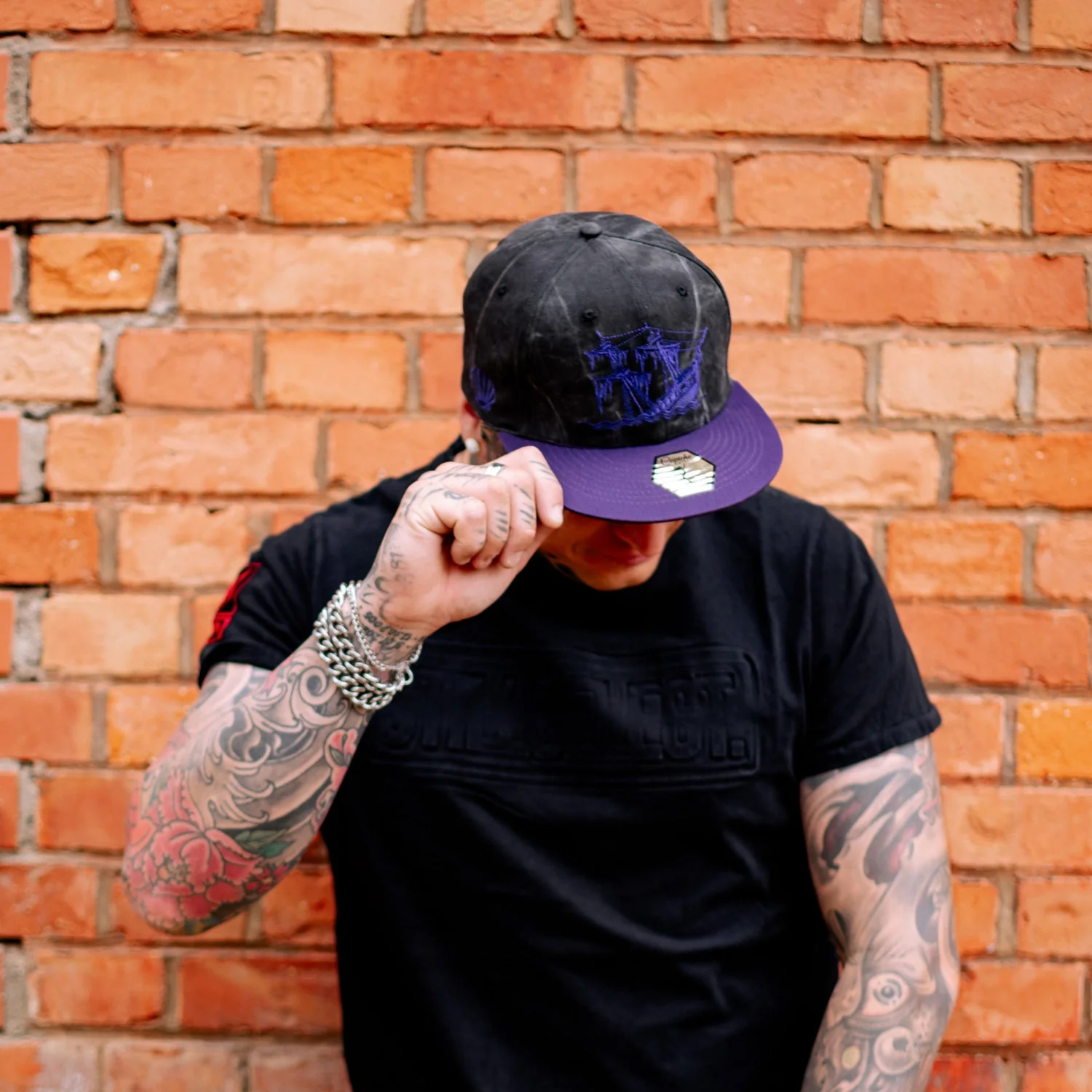Full Moon Attack Snapback - Washed Dark Grey/Purple - Image 7