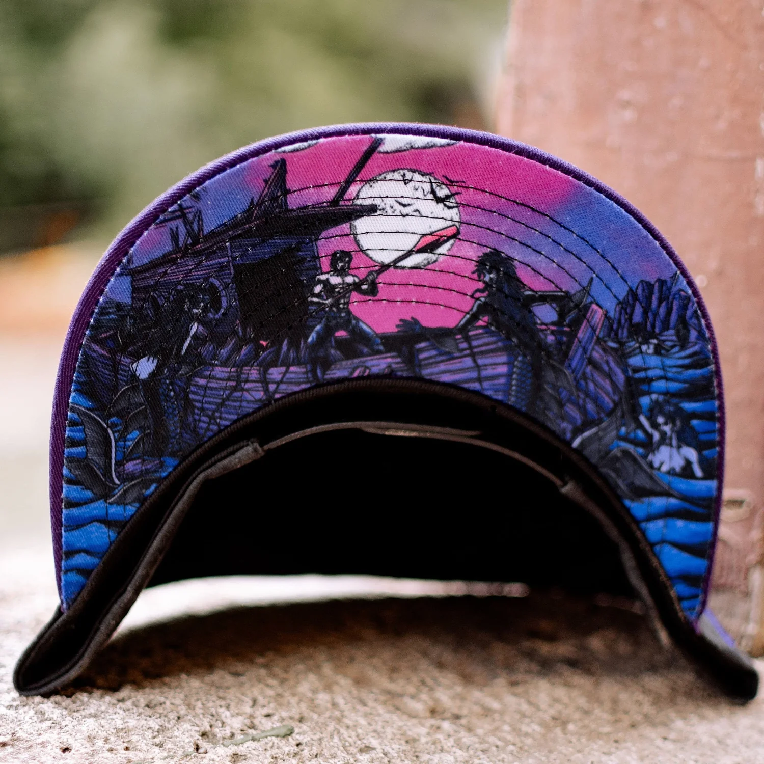 Full Moon Attack Snapback - Washed Dark Grey/Purple - Image 8