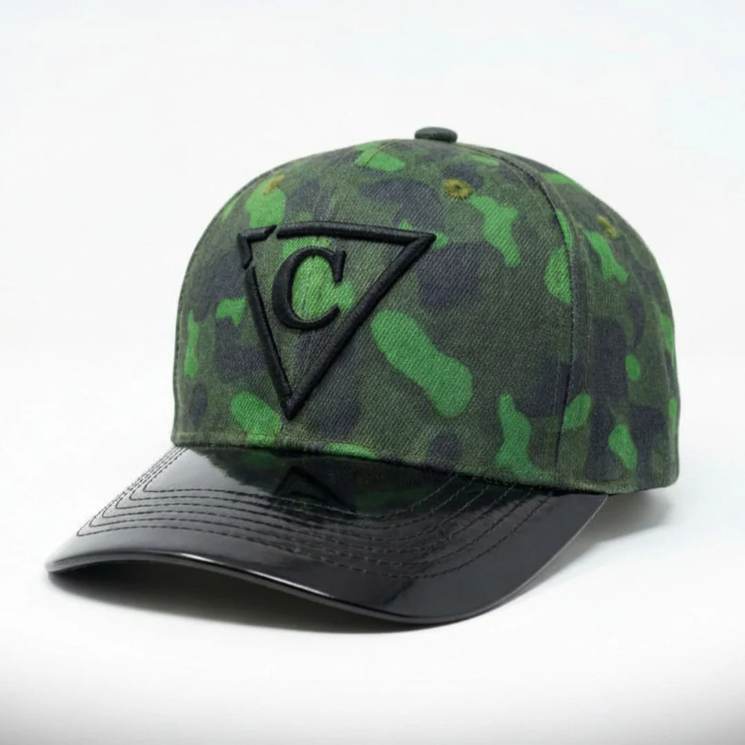 Green Camo Curved Cap Child Size - Green/Black Metallic - Image 10