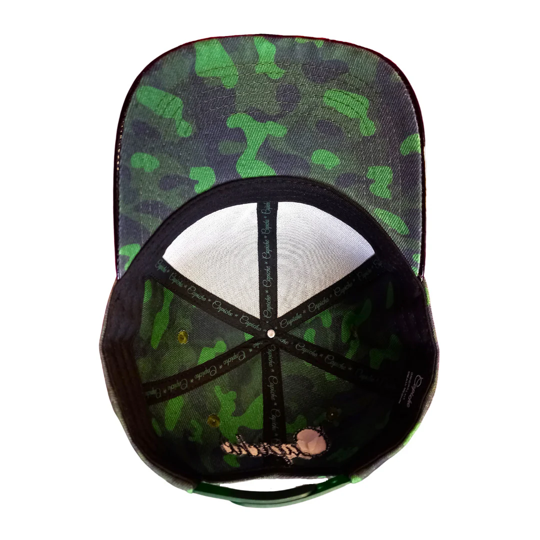 Green Camo Curved Cap Child Size - Green/Black Metallic - Image 11