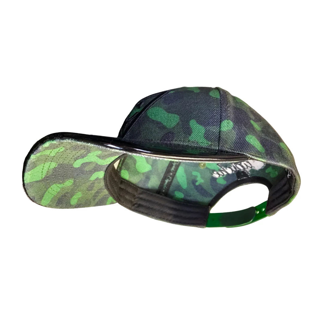 Green Camo Curved Cap Child Size - Green/Black Metallic - Image 12