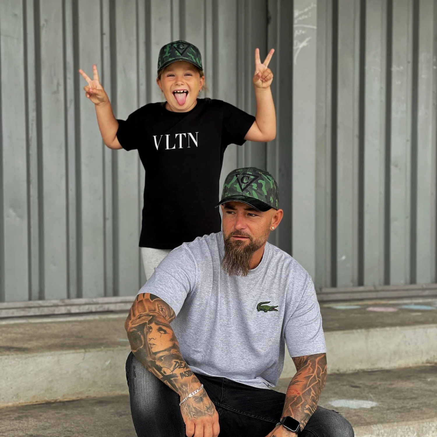 Green Camo Curved Cap Child Size - Green/Black Metallic - Image 5