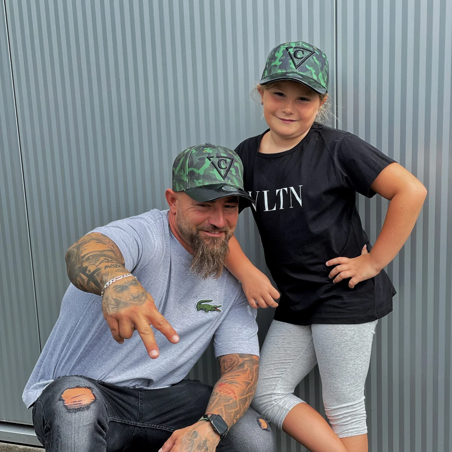 Green Camo Curved Cap Child Size - Green/Black Metallic - Image 8