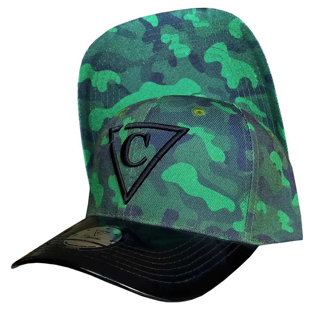Green Camo Curved Cap - Green/Black Metallic
