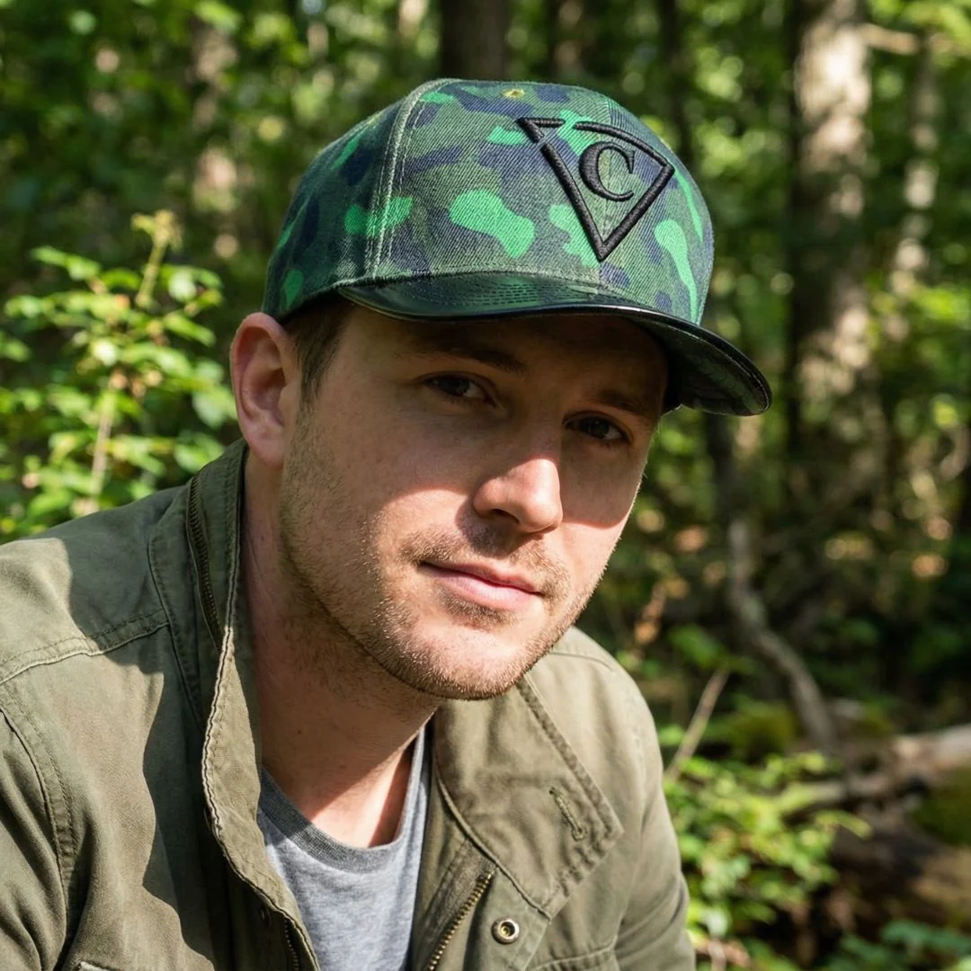 Green Camo Curved Cap - Green/Black Metallic - Image 2